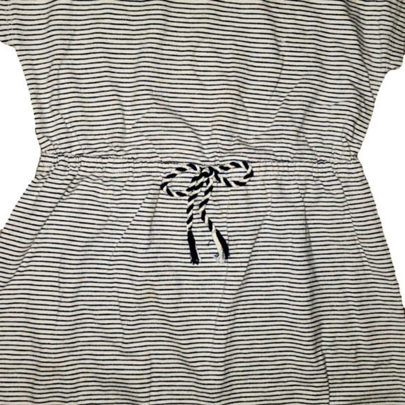 BLACK and White Striped Short Sleeve Dress - Picture 2 of 3